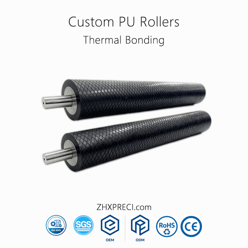Custom PU Rubber Coated Rollers Thermal Bonding