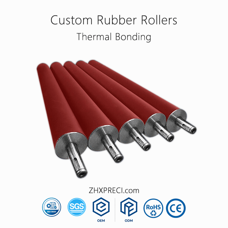 Custom Industrial Rubber Coated Rollers Thermal Bonding