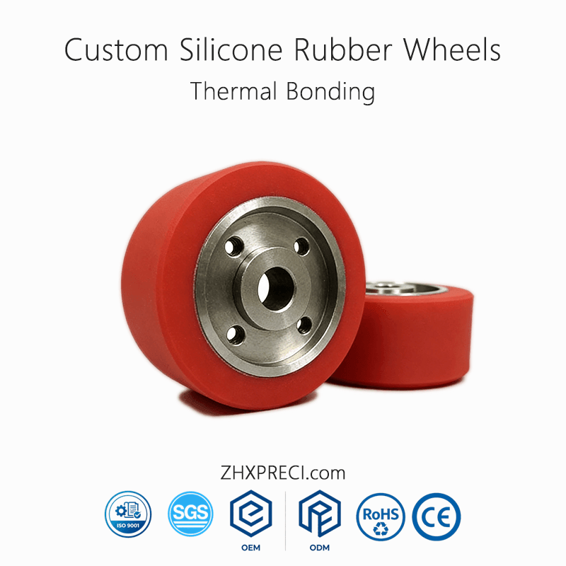 Custom Silicone Rubber Coated Wheels Thermal Bonding